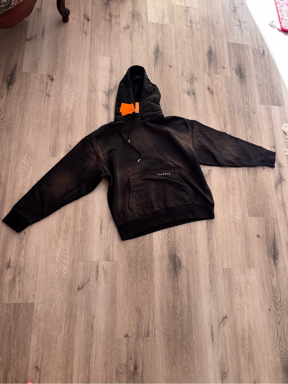 YoungLA Black Pullover Hoodie with Front Pocket